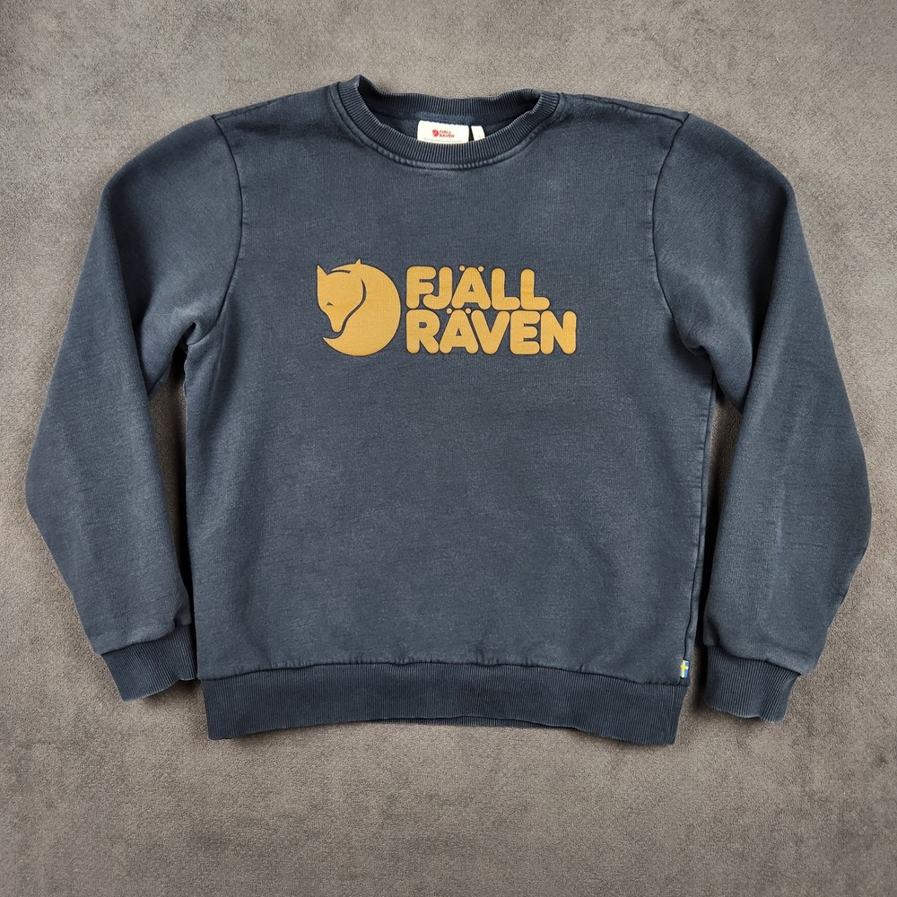 Fjallraven Logo Sweater Mens Small Navy Blue Crewneck Pullover Sweatshirt 84142